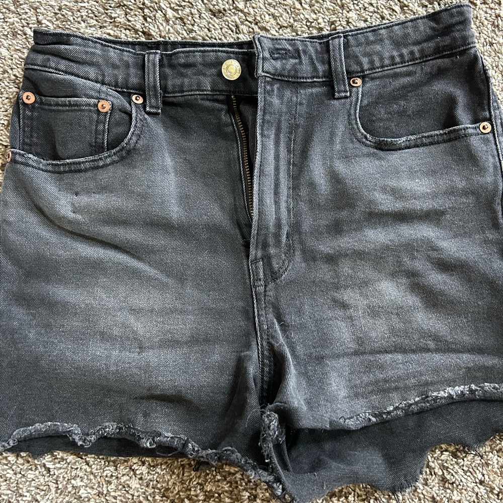 American Eagle Outfitters Black Jean Shorts Distressed Cut-Off